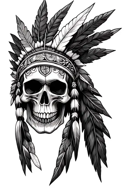 native american skull tattoo design idea