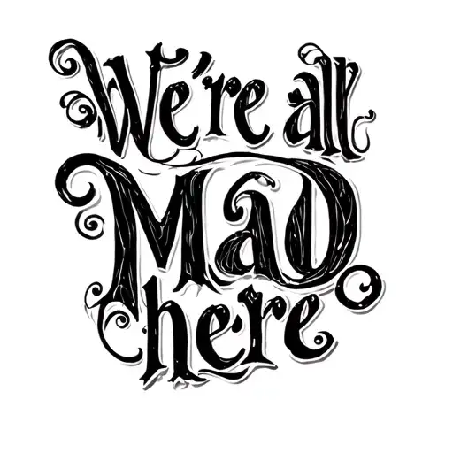 "We're all mad here" alice in wonderland sleeve tattoo tattoo design idea