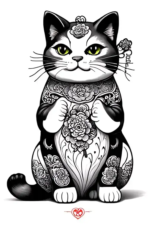 maneki neko tattoo design idea