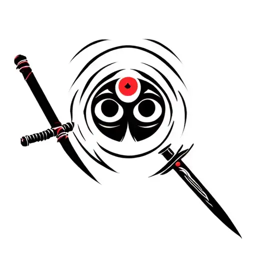 ninja with a sword Anbu mask with sharingan eye tattoo design idea