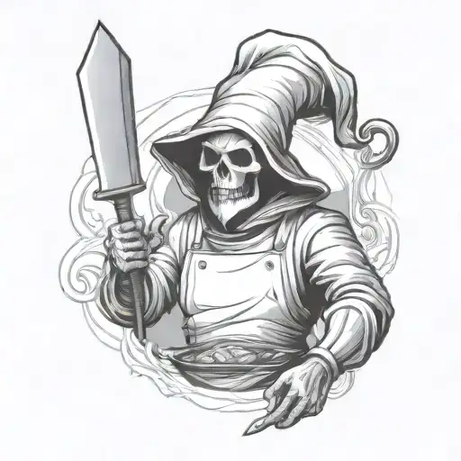 grim reaper chef in smoke sleeve tattoo design tattoo design idea