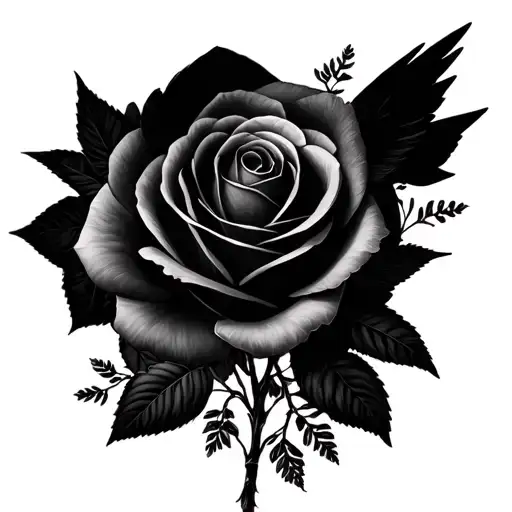heather flowes, rose, adar rhiannon birds tattoo design idea