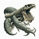 a scorpion holding a skull with its tail up  tattoo design idea