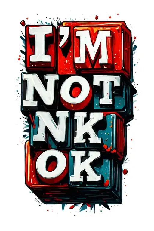 "I’m not ok" Abc Blocks tattoo design idea