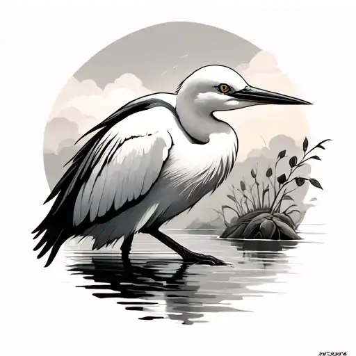 Egret tattoo design idea