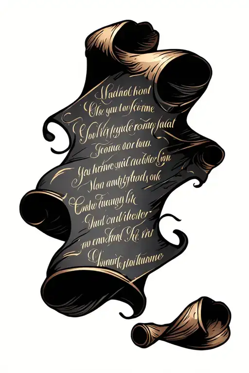 scroll with poem written in elegant calligraphy tattoo design idea