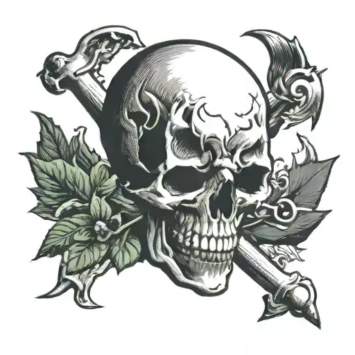 skull and bones tattoo design idea