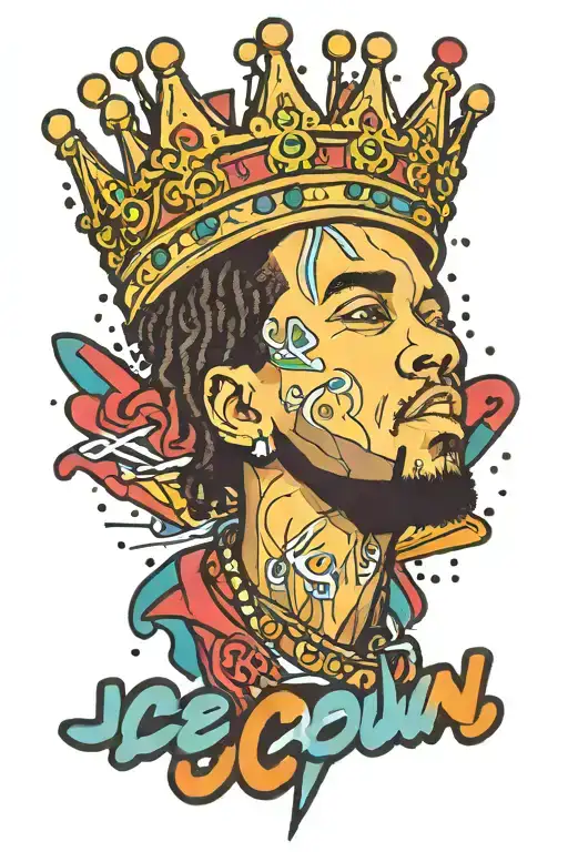 j cole crown and phrase tattoo design idea