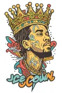 j cole crown and phrase tattoo design idea