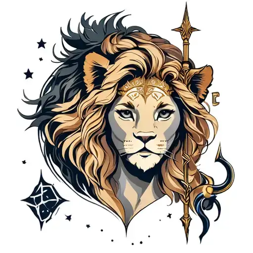 leo protecting female sagittarius zodiac sign tattoo design idea