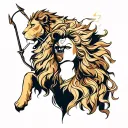 leo protecting female sagittarius zodiac sign tattoo design idea