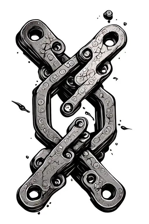 broken motorcycle chain links tattoo design idea