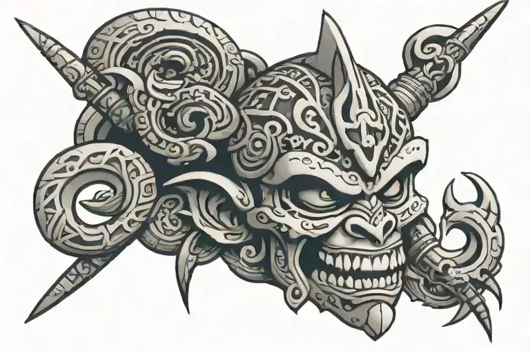 taino Puerto Rican inspired, with Majin symbol from DBZ, for neck tattoo tattoo design idea