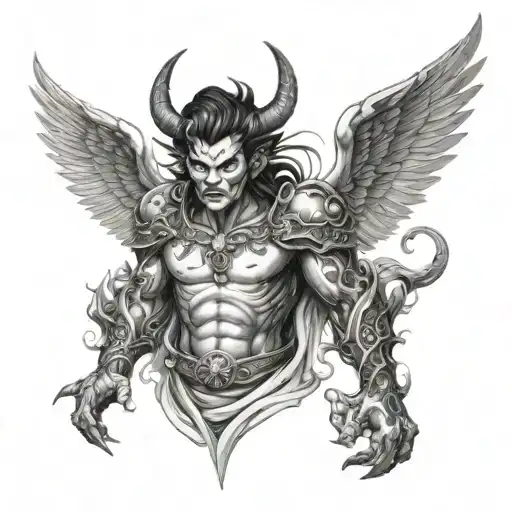 Japanese Angel and Demon tattoo design idea