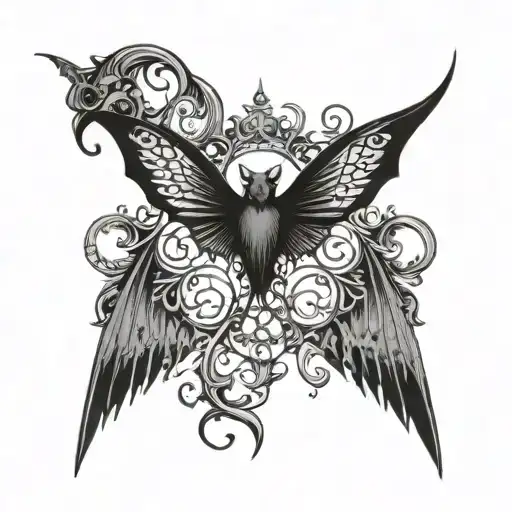 seraphim, 6 bat wings tattoo design idea