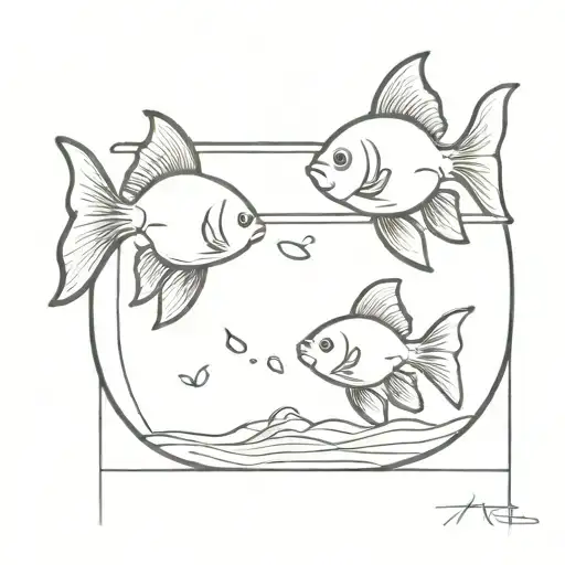 2 goldfish in a fish bowl tattoo design idea