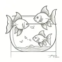 2 goldfish in a fish bowl tattoo design idea