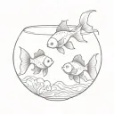 2 goldfish in a fish bowl tattoo design idea