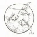 2 goldfish in a fish bowl tattoo design idea