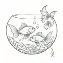 2 goldfish in a fish bowl tattoo design idea
