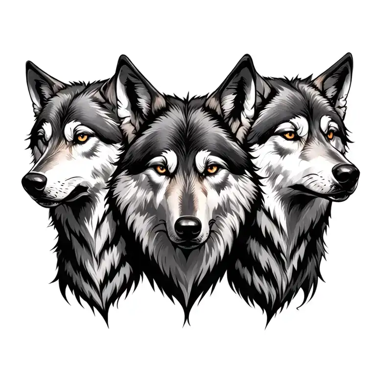 three headed wolf tattoo design idea