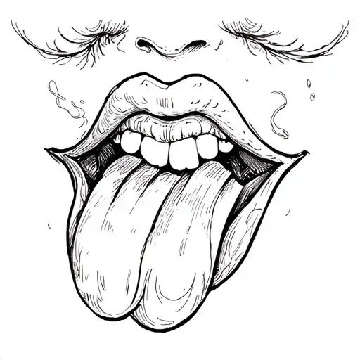 stuck out tongue coming tattoo design idea