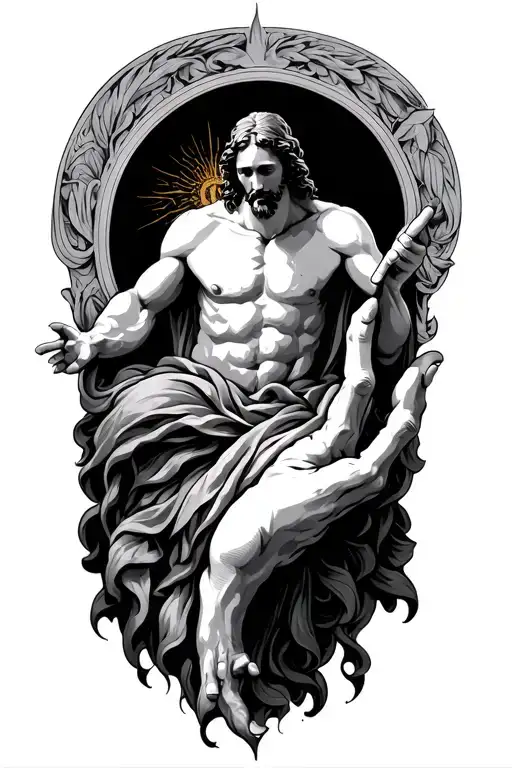 Hand of adam and god tattoo design idea