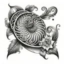 nautilus shell tattoo with hearts stars and flowers  tattoo design idea