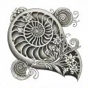 nautilus shell tattoo with hearts stars and flowers  tattoo design idea