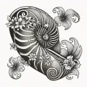 nautilus shell tattoo with hearts stars and flowers  tattoo design idea