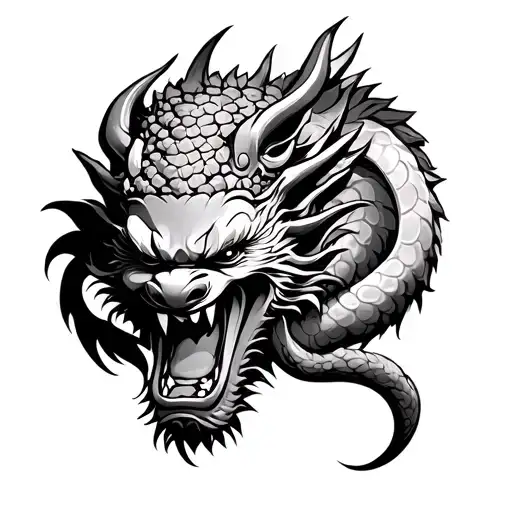 Angry buddha Tatto with Fierce Dragon wrapped tattoo design idea