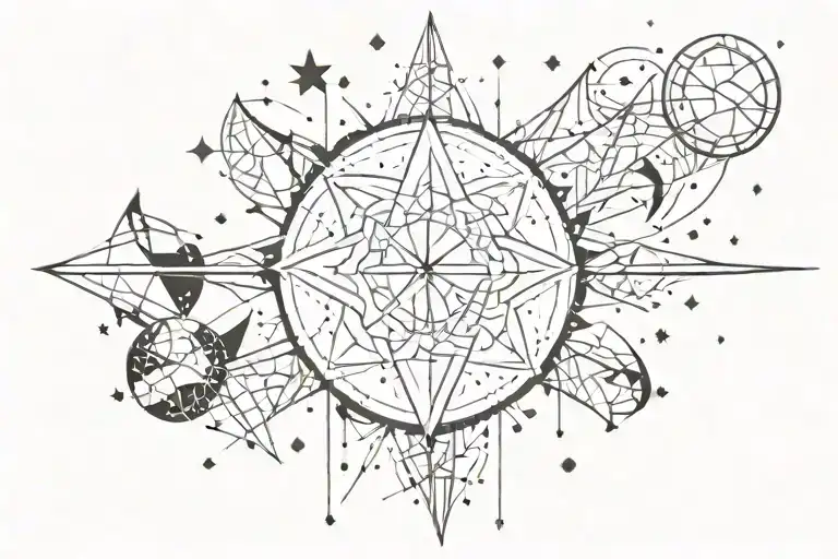 celestial elements like stars tattoo design idea