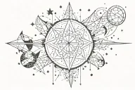 celestial elements like stars tattoo design idea