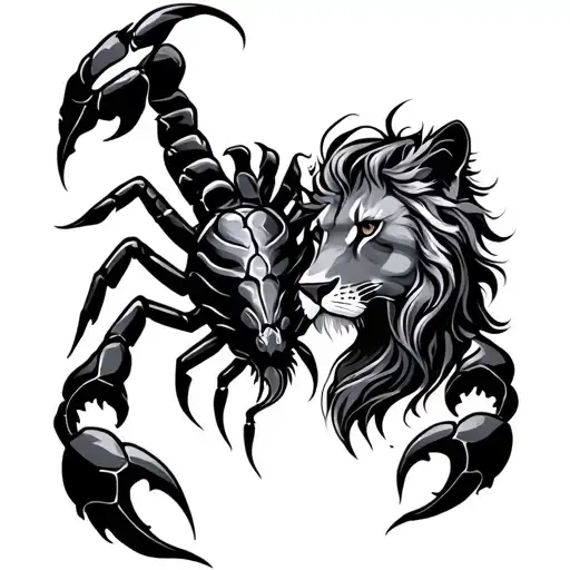scorpio and leo tattoo design idea