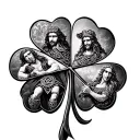 four leaf clover with a different Celtic god in each quadrant tattoo design idea