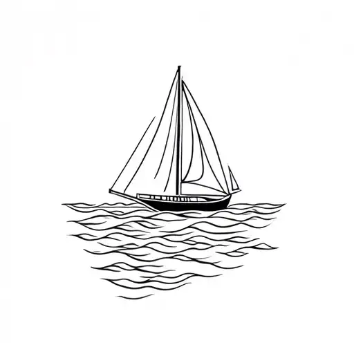 Waves sailboat mull tattoo design idea