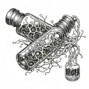 A medication vial filled with neurons tattoo design idea