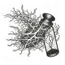 A medication vial filled with neurons tattoo design idea