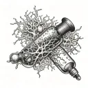 A medication vial filled with neurons tattoo design idea
