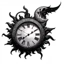 clock sun moon tattoo design idea