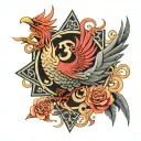 "Yuuki" (勇気) - Courage + Rising Phoenix Concept: The kanji for Courage (勇気) combined with a phoenix tattoo design idea