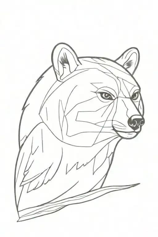 Bear head + Owl perched tattoo design idea