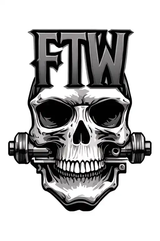 "FTW" skull and piston tattoo design idea