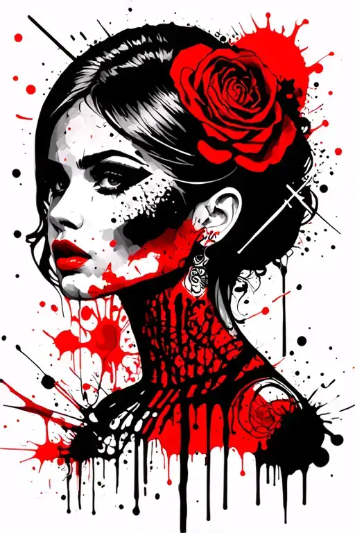 black lady head tattoo design idea