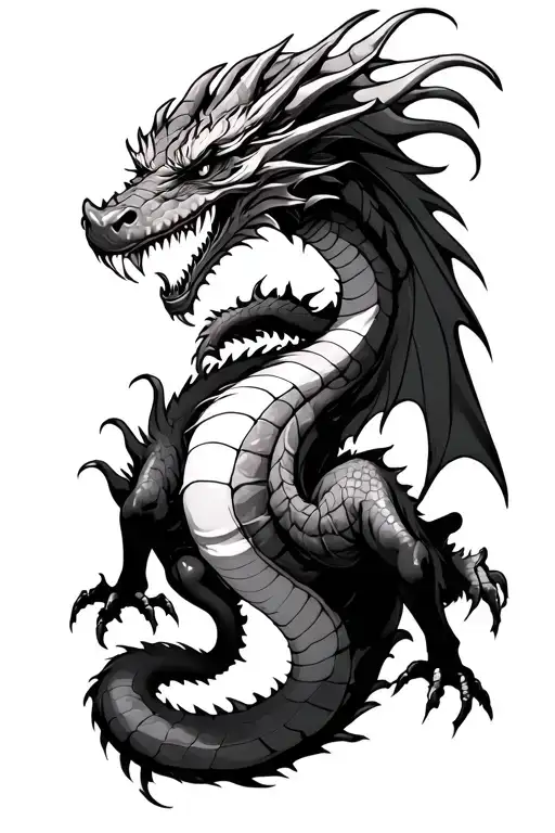 dragon crawling on leg sketch style tattoo tattoo design idea