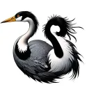 two Cranes Japanese traditional tattoo design idea