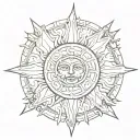 Sun asymmetrical tattoo no face tattoo design idea