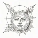 Sun asymmetrical tattoo no face tattoo design idea