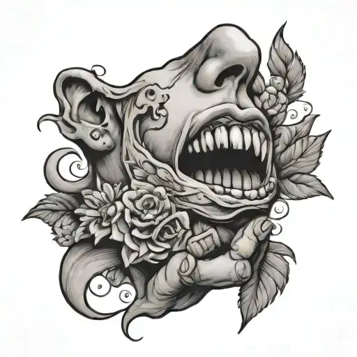 hand holding throat tattoo featuring tattoo design idea