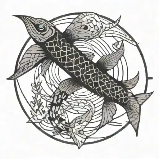 minimalist tattoo design combining geometric pisces and scorpio tattoo design idea